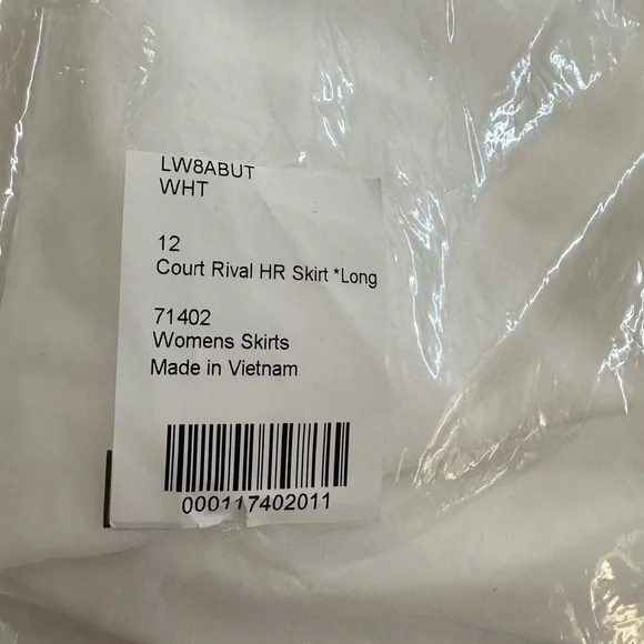 Lululemon NEW Court Rival High-Rise Skirt Sz 12 *Long* White - Picture 7 of 7